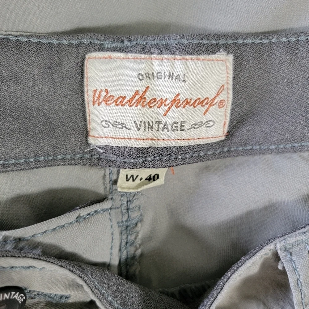 Original Weatherproof Vintage Straight Fit Mens Gray Shorts Zip Pocket Size 40 - Picture 7 of 13